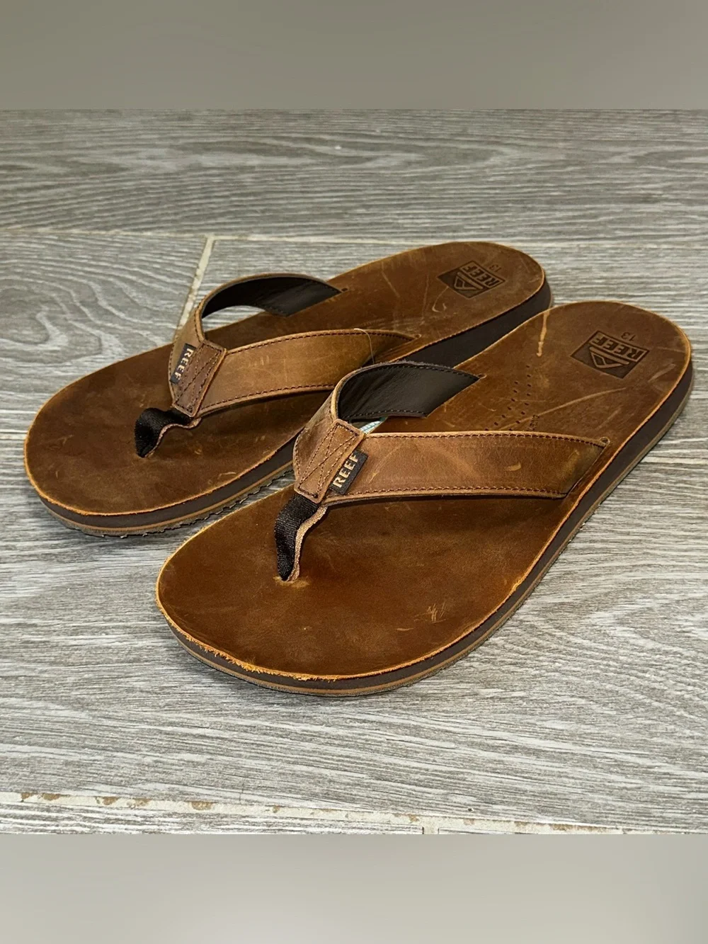 Reef Drift Classic Leather Flip Flop Sandals Brown Men’s 13 Casual Summer Beach